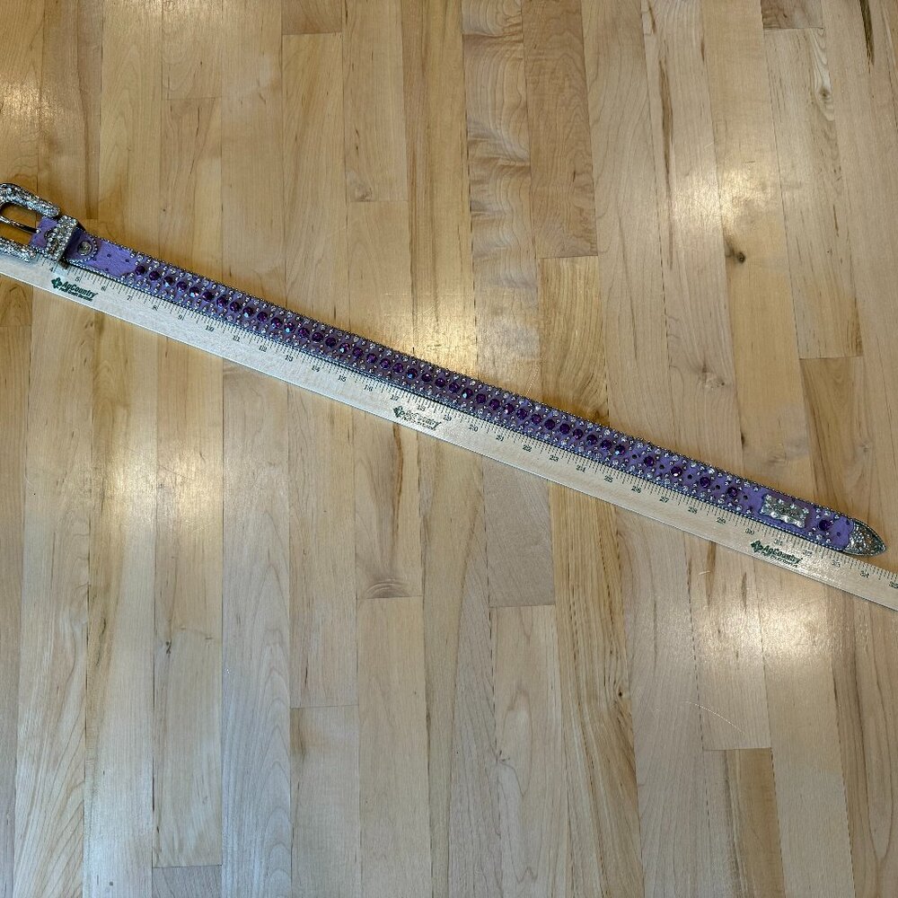 BHW Purple Ostrich Rhinestone Belt